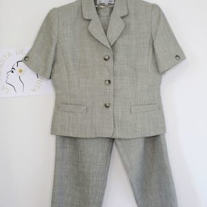 Vintage blazer and pants set gray 14 excellent conditions short sleeves